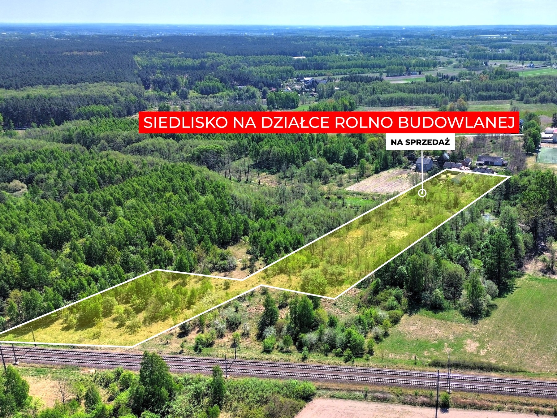 Widok boczny na działkę z obrysem